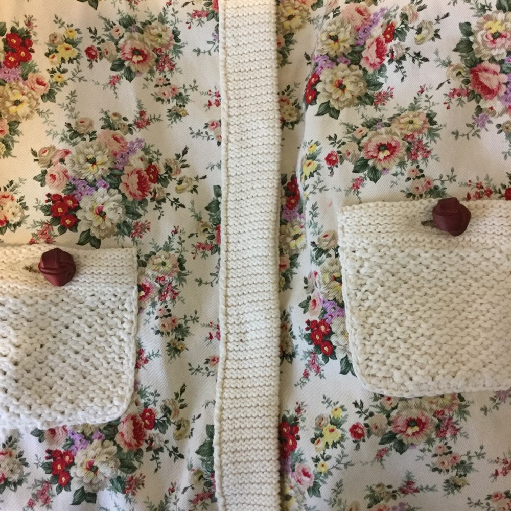 Anthropologie HWR Cardigan Sweater S Cream Floral - Picture 8 of 8